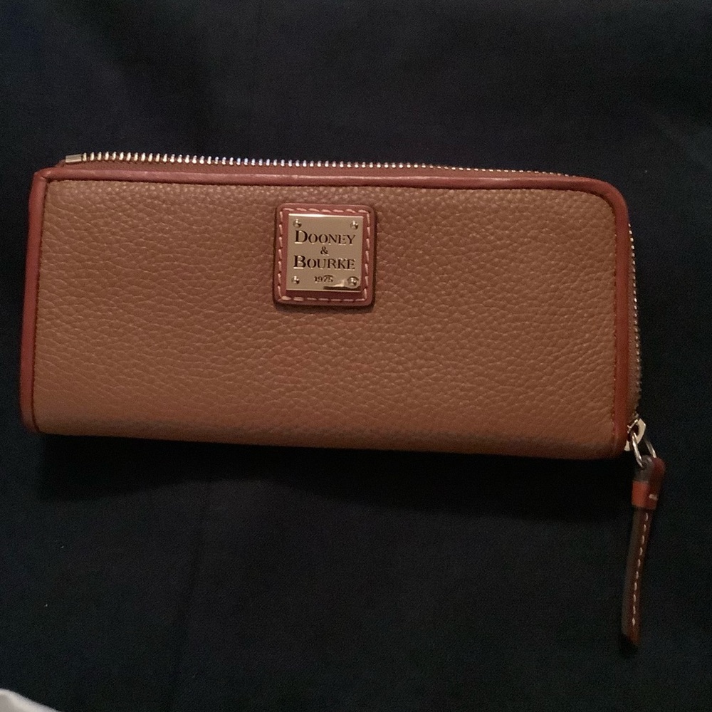 Dooney & Bourke Brown Leather Zip Wallet